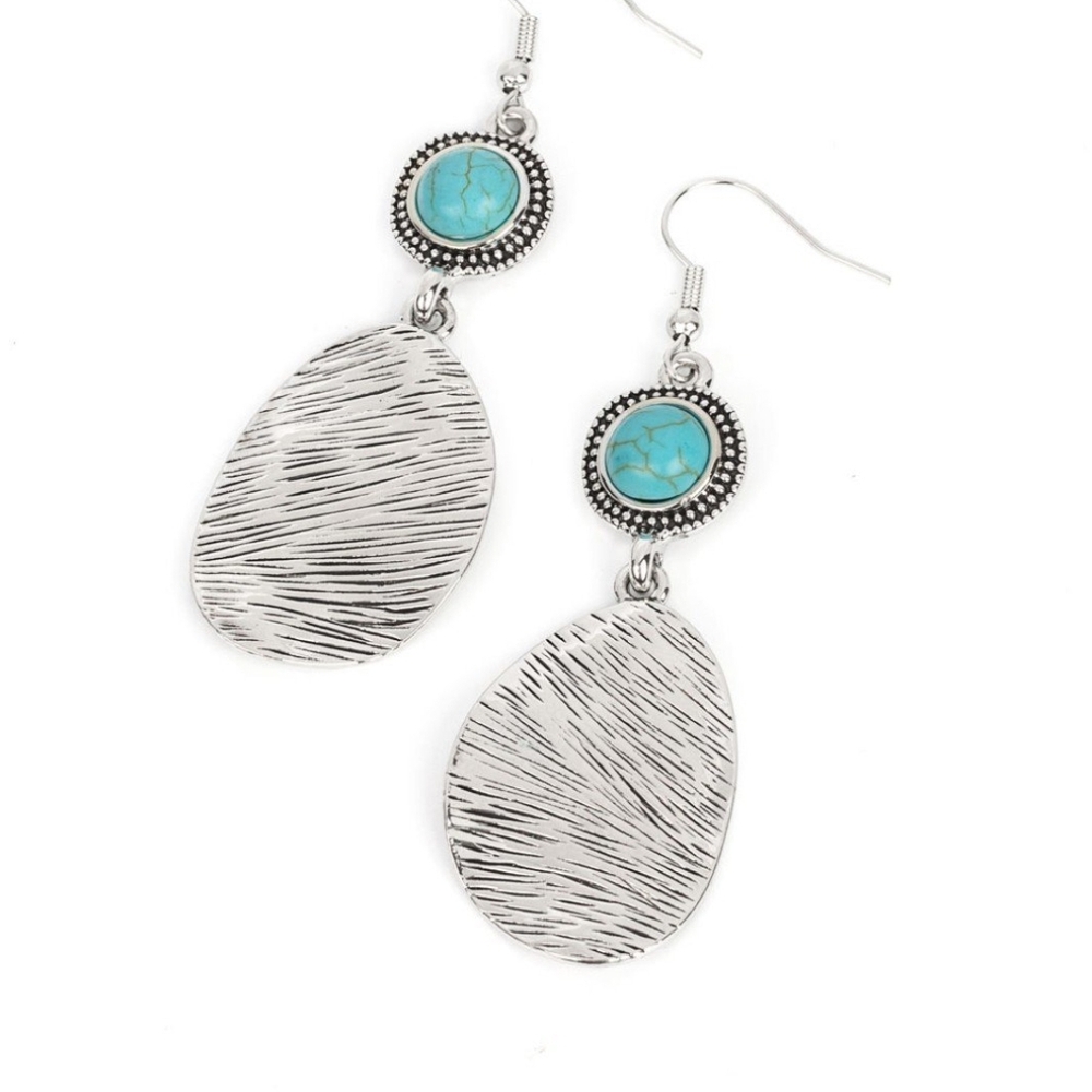 Silver and Turquoise Dangle Earrings Homesstead on the Range Blue  Western